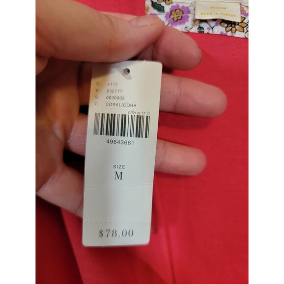 Maeve by Anthropologie Curran Crossover Fuax Wrap Top Surplice Coral Medium READ - Picture 4 of 9